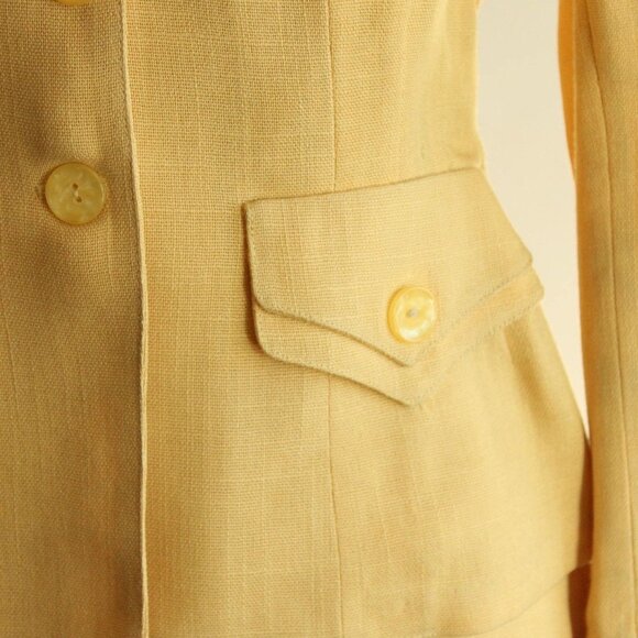 Vintage 1940s Suit, Arthur Jay Yellow Linen Two Piece Skirt And Jacket - Picture 5 of 11